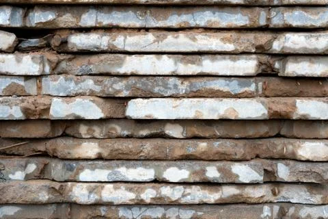 Beautiful abstract building background - stack of old concrete floor slabs panel 스톡 사진