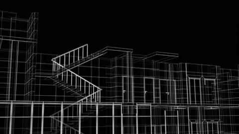 Beautiful Abstract Building Process of Skyscraper Blueprint Grid Seamless Stock Footage 115276623