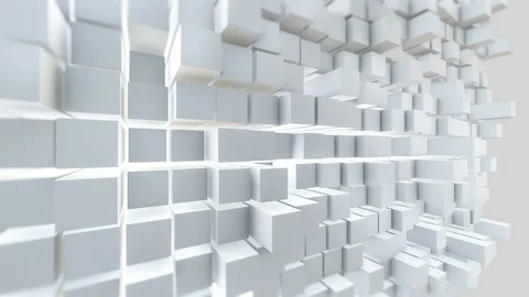 Beautiful Abstract Cubes 3d Animation. White Wall Moving. Stock Footage 106772459