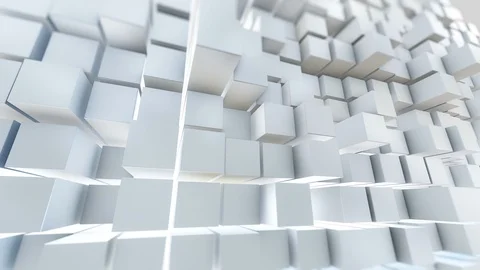 Beautiful Abstract Cubes 3d Animation. White Wall Moving. Stock Footage 106773011