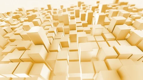 Beautiful Abstract Cubes 3d Animation. Yellow Wall Moving. Video stock 106774435