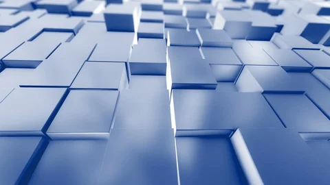 Beautiful Abstract Cubes 3d Animation. Blue Wall Moving. Video stock 106775509