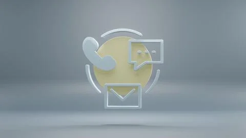 Beautiful abstract Customer Support chat, mail, call yellow light symbol icon Stock Illustration