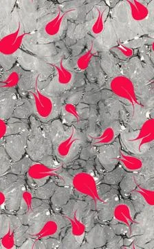 Beautiful abstract drawing technique Ebru in grey Stock Illustration