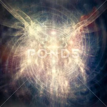 Beautiful Abstract Ethereal Angel Being Glowing Pastel Light Spiral Cosmic Dust Stock Photos
