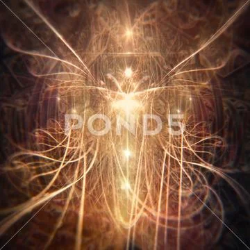Beautiful Abstract Fairy Angel Being Emanating Golden and Orange Light Stock Photos