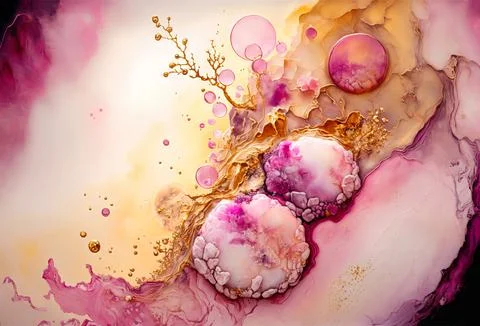 Beautiful abstract fluid art background texture. ink and gold mixed texture Stock Illustration
