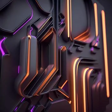 Beautiful abstract futuristic graphite elements with colorful neon lighting 스톡 일러스트