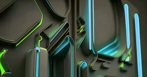 Beautiful abstract futuristic graphite elements with colorful neon lighting Stock Illustration