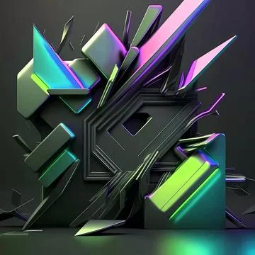 Beautiful abstract futuristic graphite elements with colorful neon lighting イラスト素材