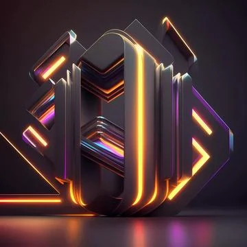 Beautiful abstract futuristic graphite elements with colorful neon lighting Illustrazione stock