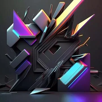 Beautiful abstract futuristic graphite elements with colorful neon lighting Stock Illustration