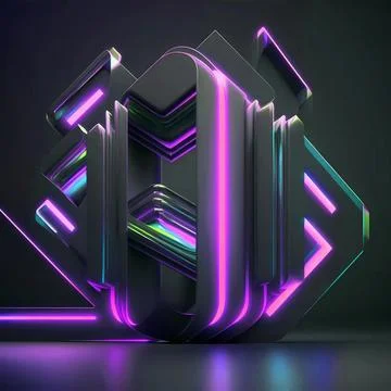 Beautiful abstract futuristic graphite elements with colorful neon lighting Stock Illustration