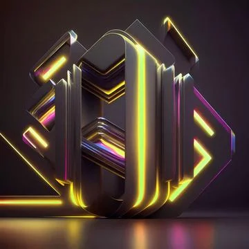 Beautiful abstract futuristic graphite elements with colorful neon lighting 스톡 일러스트