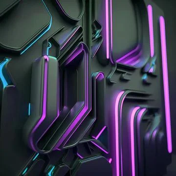 Beautiful abstract futuristic graphite elements with colorful neon lighting Stockillustratie