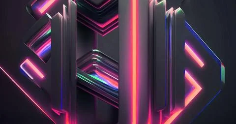 Beautiful abstract futuristic graphite elements with colorful neon lighting 스톡 일러스트