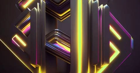 Beautiful abstract futuristic graphite elements with colorful neon lighting Stock Illustration