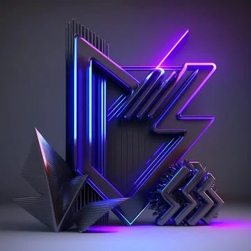 Beautiful abstract futuristic graphite elements with colorful neon lighting 스톡 일러스트