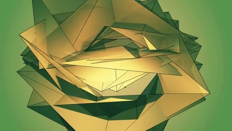 Beautiful abstract geen polygonal surface moving in animation. Bright Triangl Video stock 82799461