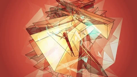 Beautiful Abstract Gold Polygonal Surface Moving In 3d Animation. Bright Tria Stock-Footage 82439191