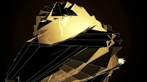Beautiful Abstract Gold Polygonal Surface Moving In 3d Animation. Dark Triang 動画素材 82440511