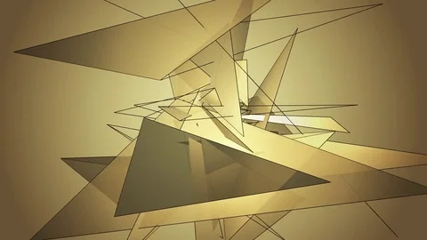Beautiful Abstract Gold Polygonal Surface Moving In 3d Animation. Bright Tria Video stock 82441828