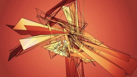 Beautiful Abstract Gold Polygonal Surface Moving In 3d Animation. Bright Tria Stock-Footage 82451419