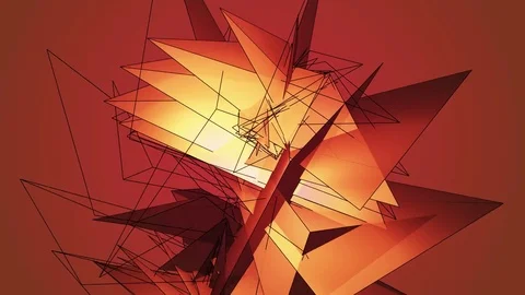 Beautiful Abstract Gold Polygonal Surface Moving In 3d Animation. Bright Tria Vídeos de archivo 82451583