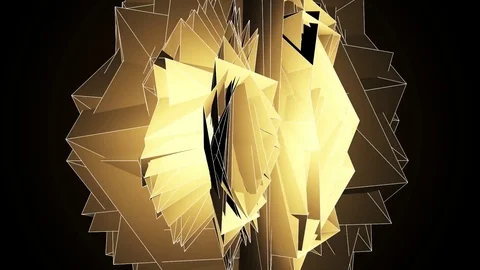 Beautiful Abstract Gold Polygonal Surface Moving In 3d Animation. Dark Triang Stock Footage 82458422