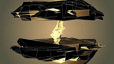Beautiful Abstract Gold Polygonal Surface Moving In 3d Animation. Bright Tria 動画素材 82472893