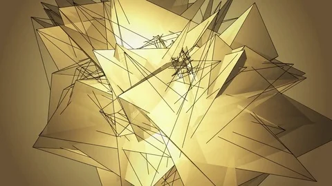 Beautiful Abstract Gold Polygonal Surface Moving In 3d Animation. Bright Tria Vidéo 82476044