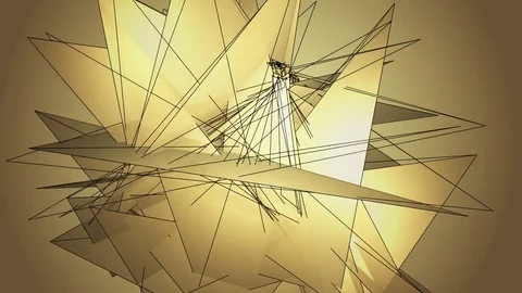 Beautiful Abstract Gold Polygonal Surface Moving In 3d Animation. Bright Tria 스톡 동영상 82503928