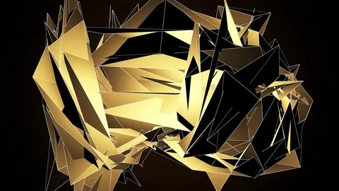 Beautiful Abstract Gold Polygonal Surface Moving In 3d Animation. Dark Triang 스톡 동영상 82534024