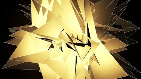 Beautiful Abstract Gold Polygonal Surface Moving In 3d Animation. Dark Triang 動画素材 82534360