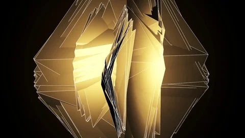 Beautiful Abstract Gold Polygonal Surface Moving In 3d Animation. Dark Triang Stock-Footage 82562079