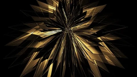Beautiful Abstract Gold Polygonal Surface Moving In 3d Animation. Dark Triang Stock Footage 82595356