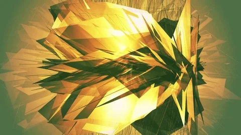 Beautiful Abstract Gold Polygonal Surface Moving In 3d Animation. Bright Tria Video stock 82624558