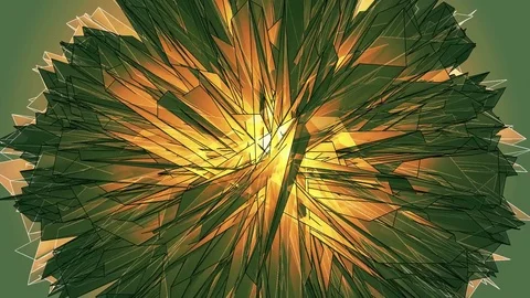 Beautiful Abstract Gold Polygonal Surface Moving In 3d Animation. Bright Tria Stock Footage 82629455