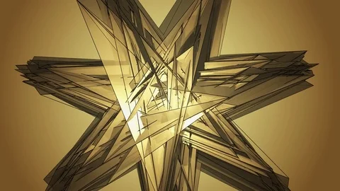 Beautiful Abstract Gold Polygonal Surface Moving In 3d Animation. Bright Tria Видео 82649360