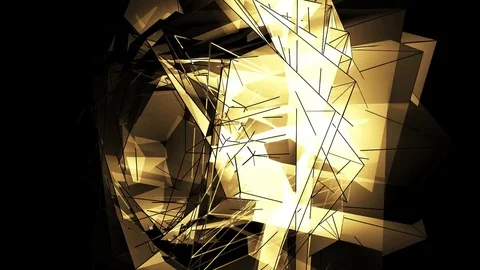 Beautiful Abstract Gold Polygonal Surface Moving In 3d Animation. Dark Triang Stock-Footage 82696730