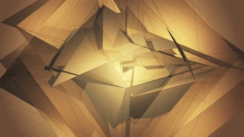 Beautiful Abstract Gold Polygonal Surface Moving In 3d Animation. Bright Tria Stockbeeldmateriaal 82699808