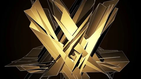 Beautiful Abstract Gold Polygonal Surface Moving In 3d Animation. Dark Triang Stock Footage 82708375