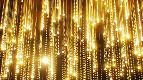 Beautiful Abstract Golden Particles Falling Twinkling Rain with Flares Light Stock Footage 101743729