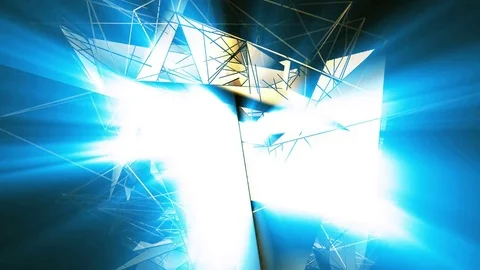 Beautiful Abstract Golden Polygonal Surface Moving In 3d Animation. Dark Tria Stock Footage 82454635