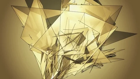 Beautiful abstract golg polygonal surface moving in animation. Bright Triangl Video stock 82766664