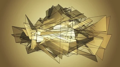 Beautiful abstract golg polygonal surface moving in animation. Bright Triangl Video stock 82769900