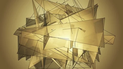 Beautiful abstract golg polygonal surface moving in animation. Bright Triangl Video stock 82777698