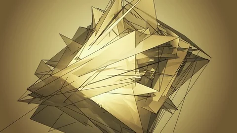 Beautiful abstract golg polygonal surface moving in animation. Bright Triangl Video stock 82789272