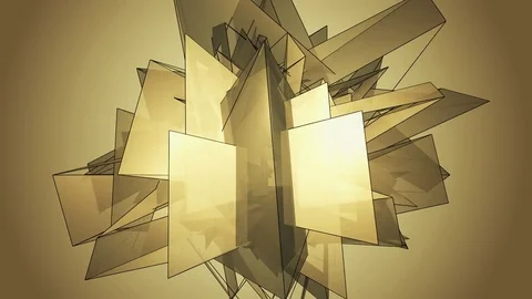 Beautiful abstract golg polygonal surface moving in animation. Bright Triangl Video stock 82793369