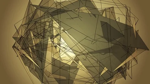 Beautiful abstract golg polygonal surface moving in animation. Bright Triangl Video stock 82794643